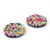 Imagen de Vidrio & Algodón Cuentas de Semillas Apliques Multicolor Ronda 3.3cm Dia., 5 Unidades