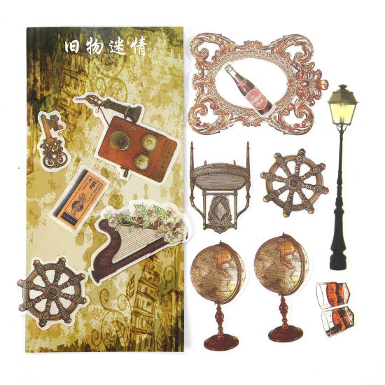 Picture of Paper DIY Scrapbook Deco Stickers Mixed Phone Booth Key 11cm x2.2cm(4 3/8" x 7/8") - 3.5cm x1.8cm(1 3/8" x 6/8"), 1 Packet ( 60 PCs/Packet)