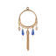 Picture of Brass Pendants Gold Plated Blue Tassel Circle Ring Filigree Stamping 71mm x 29mm, 2 Pairs