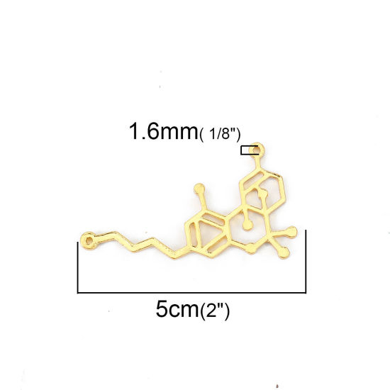 Immagine di Lega di Zinco Molecolare Chimica Scienza Connettore Accessori THC Oro Placcato 50mm x 28mm, 10 Pz