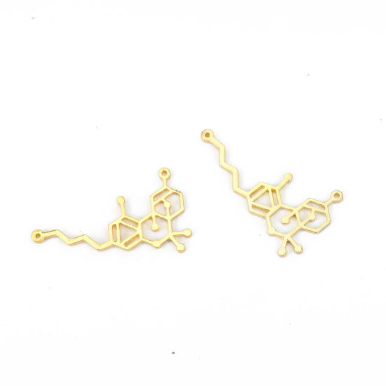Immagine di Lega di Zinco Molecolare Chimica Scienza Connettore Accessori THC Oro Placcato 50mm x 28mm, 10 Pz