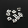 Picture of Brass Spacer Beads Square Gold Plated Clear Rhinestone About 8mm( 3/8") x 8mm( 3/8"), Hole: Approx 1.7mm, 50 PCs                                                                                                                                              