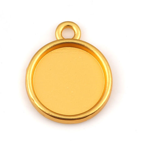 Zinklegierung Charms Rund Vergoldet Cabochon Fassung (für 14mm D.) 21mm x 17mm, 5 Stück