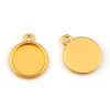 Bild von Zinklegierung Charms Rund Vergoldet Cabochon Fassung (für 14mm D.) 21mm x 17mm, 5 Stück