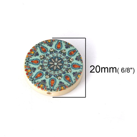 Image de Perles en Bois Naturel Rond Couleur au Hasard 20mm Dia, Trou: env. 1.8mm, 30 Pcs