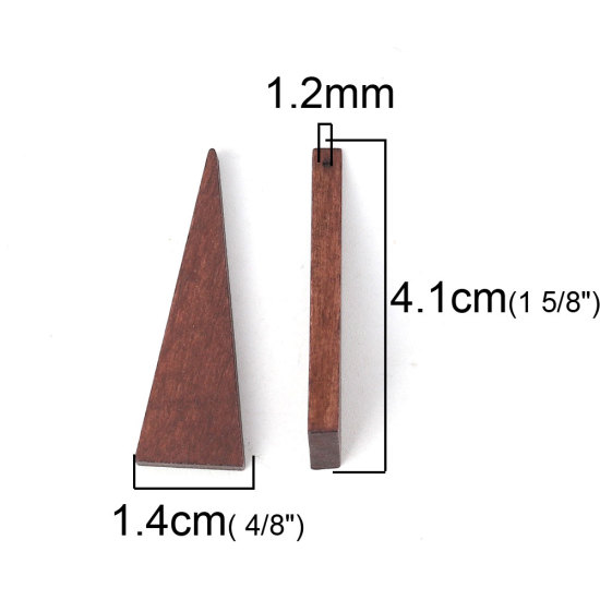 Picture of Natural Wood Spacer Beads Triangle Dark Coffee 41mm x 14mm, Hole: Approx 1.2mm, 30 PCs