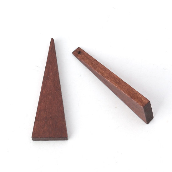 Picture of Natural Wood Spacer Beads Triangle Dark Coffee 41mm x 14mm, Hole: Approx 1.2mm, 30 PCs