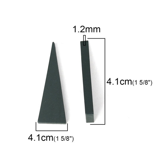 Bild von Natürliches Holz Perlen Dreieck Dunkelgrün ca. 41mm x 14mm, Loch:ca. 1.2mm, 30 Stück