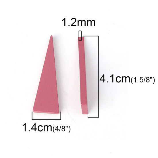 Image de Perles en Bois Naturel Triangle Rose Mauve 41mm x 14mm, Trou: env. 1.2mm, 30 Pcs