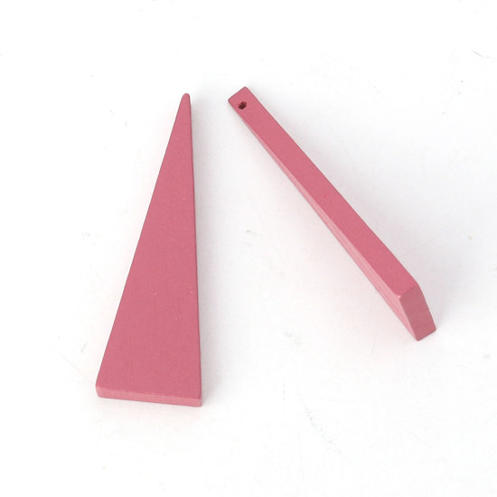 Image de Perles en Bois Naturel Triangle Rose Mauve 41mm x 14mm, Trou: env. 1.2mm, 30 Pcs