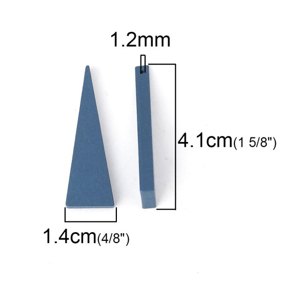 Image de Perles en Bois Naturel Triangle Bleu Foncé 41mm x 14mm, Trou: env. 1.2mm, 30 Pcs