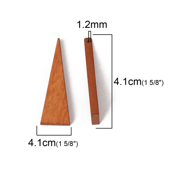 Picture of Natural Wood Spacer Beads Triangle Brown 41mm x 14mm, Hole: Approx 1.2mm, 30 PCs