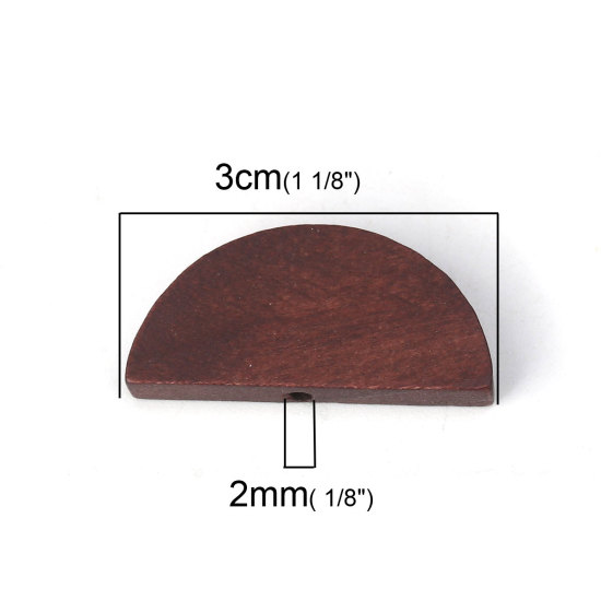 Picture of Natural Wood Spacer Beads Half Round Dark Coffee 30mm x 14mm, Hole: Approx 2mm, 30 PCs