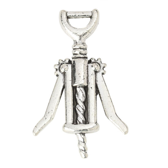 Picture of Zinc Based Alloy Charms Opener Antique Silver Color 26mm(1") x 17mm( 5/8"), 50 PCs