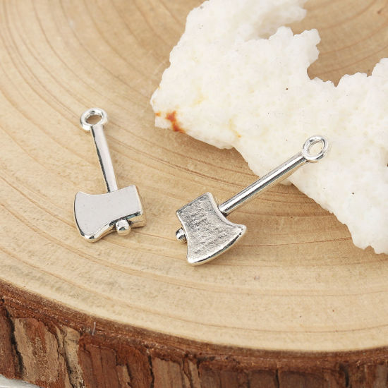Picture of Zinc Based Alloy Charms Axe Antique Silver Color 25mm(1") x 10mm( 3/8"), 50 PCs