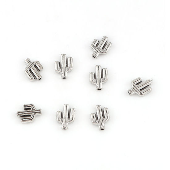 Picture of Zinc Based Alloy Spacer Beads Cactus Antique Silver Color 10mm x 8mm, Hole: Approx 1.6mm, 100 PCs