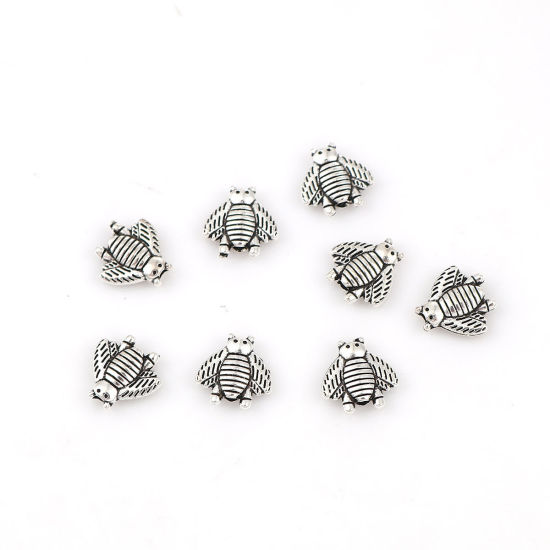 Picture of Zinc Based Alloy Spacer Beads Fly Antique Silver Color 10mm x 10mm, Hole: Approx 1.7mm, 100 PCs