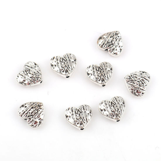 Picture of Zinc Based Alloy Spacer Beads Heart Antique Silver Color 12mm x 11mm, Hole: Approx 1.5mm, 50 PCs