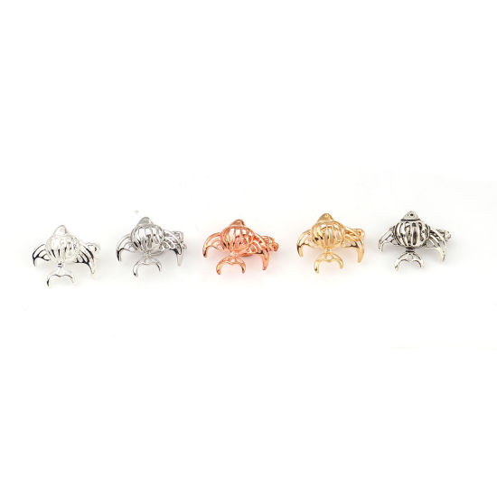 Image de Pendentifs Médaillon Porte Perle de Vœux en Cuivre Poisson Argent Vieilli Pouvoir Ouvrir (Apparié à Perle: 8mm) 24mm x 21mm, 2 Pcs
