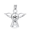 Picture of Zinc Based Alloy Wish Pearl Locket Jewelry Pendants Angel Heart Silver Tone Can Open (Fit Bead Size: 12mm) 44mm(1 6/8") x 41mm(1 5/8"), 2 PCs