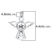 Image de Pendentifs Médaillon Porte Perle de Vœux en Alliage de Zinc Ange Cœur Argent Mat Pouvoir Ouvrir (Apparié à Perle: 12mm) 44mm x 41mm, 2 Pcs