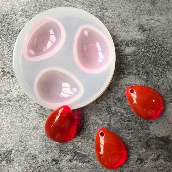 Image de Moule en Silicone Rond Blanc Goutte d'Eau 6.7cm Dia., 1 Pièce