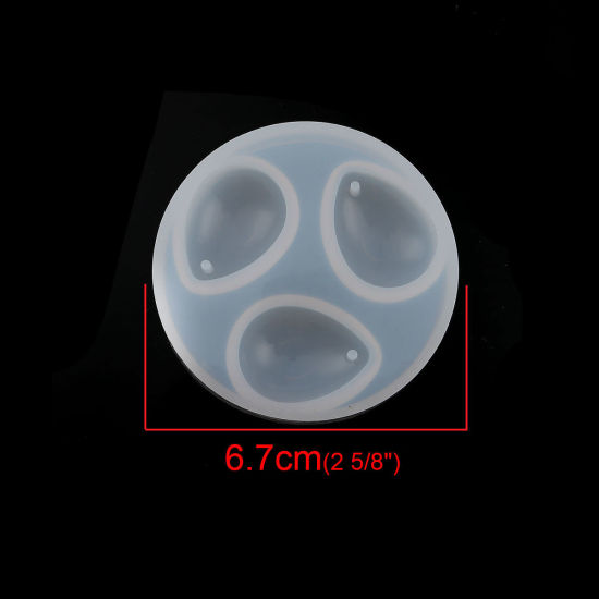 Image de Moule en Silicone Rond Blanc Goutte d'Eau 6.7cm Dia., 1 Pièce