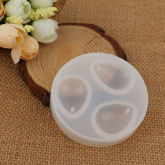 Image de Moule en Silicone Rond Blanc Goutte d'Eau 6.7cm Dia., 1 Pièce