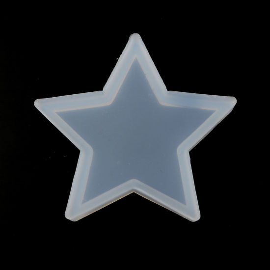 Picture of Silicone Resin Mold For Jewelry Making Pentagram Star White 70mm(2 6/8") x 70mm(2 6/8"), 2 PCs