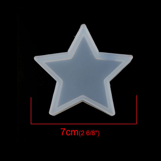 Picture of Silicone Resin Mold For Jewelry Making Pentagram Star White 70mm(2 6/8") x 70mm(2 6/8"), 2 PCs