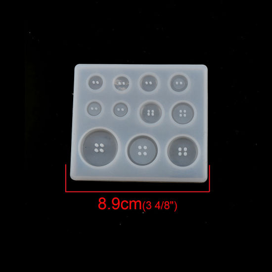 Picture of Silicone Resin Mold For Jewelry Making Rectangle White Button 89mm(3 4/8") x 79mm(3 1/8"), 1 Piece