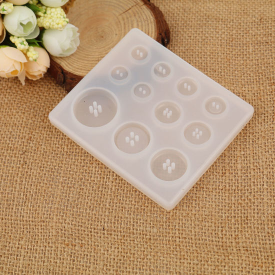 Picture of Silicone Resin Mold For Jewelry Making Rectangle White Button 89mm(3 4/8") x 79mm(3 1/8"), 1 Piece