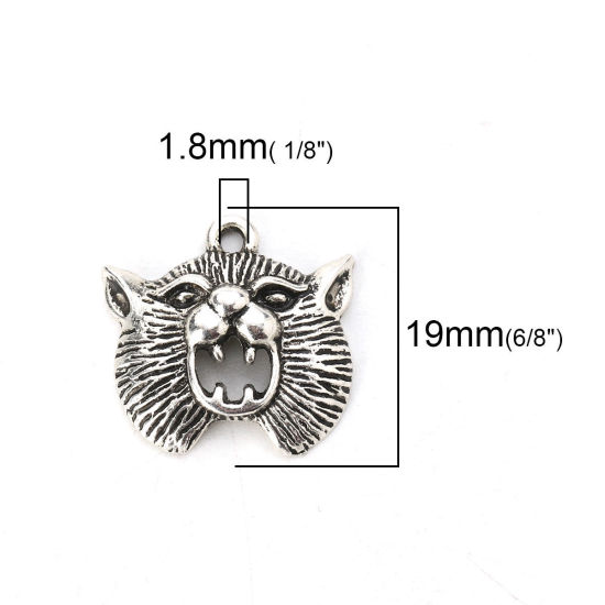 Immagine di Lega di Zinco Charms Gatto Argento Antico 20mm x 19mm , 10 Pz