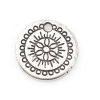 Imagen de Zamak Colgantes Charms Ronda Plata Antigua Tallado 14mm Dia, 50 Unidades