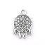 Bild von Zinklegierung Charms Rund Antiksilber Blumen 18mm x 12mm, 50 Stück