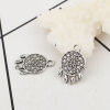 Picture of Zinc Based Alloy Charms Round Antique Silver Color Flower 18mm( 6/8") x 12mm( 4/8"), 50 PCs