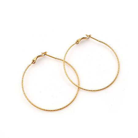 316 Acero Inoxidable Pendientes Círculos Chapado en Oro Ronda 50mm Dia., Post/ Wire Size: (20 gauge), 1 Par”