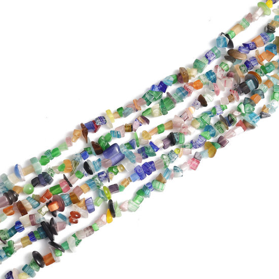 Bild von Katzenauge ( Synthetisch ) Perlen Unregelmäßig Bunt ca. 11mm x6mm - 4mm x3mm, Loch:ca. 0.6mm, 85cm - 83cm lang, 1 Strang (ca. 240 - 220 Stück/Strang)