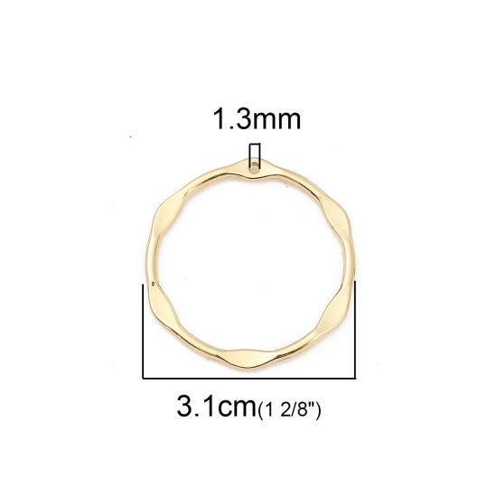 Picture of Zinc Based Alloy Pendants Circle Ring Gold Plated 33mm(1 2/8") x 31mm(1 2/8"), 10 PCs