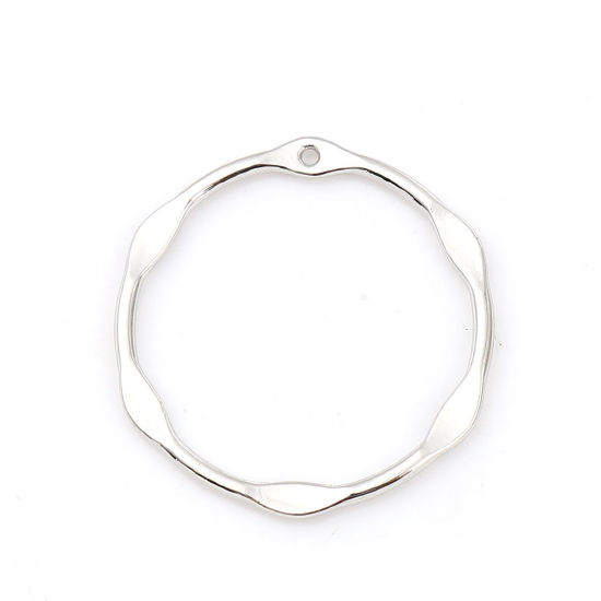 Picture of Zinc Based Alloy Pendants Circle Ring Silver Tone 33mm(1 2/8") x 31mm(1 2/8"), 10 PCs