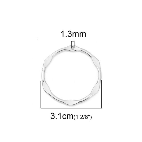 Picture of Zinc Based Alloy Pendants Circle Ring Silver Tone 33mm(1 2/8") x 31mm(1 2/8"), 10 PCs