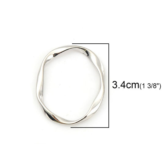 Picture of Zinc Based Alloy Pendants Oval Silver Tone 34mm(1 3/8") x 28mm(1 1/8"), 10 PCs