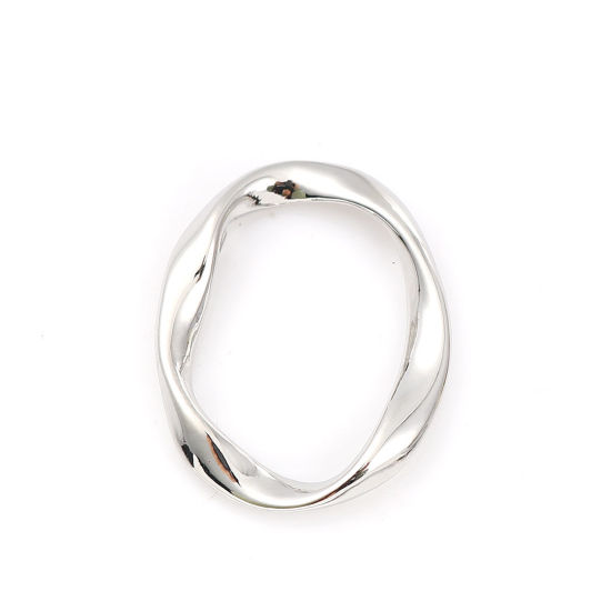Image de Breloques en Alliage de Zinc Ovale Argent Mat 25mm x 20mm, 10 Pcs