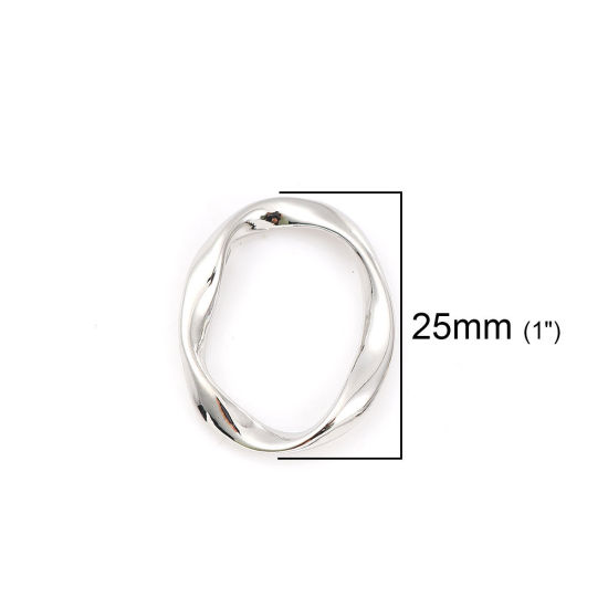 Image de Breloques en Alliage de Zinc Ovale Argent Mat 25mm x 20mm, 10 Pcs