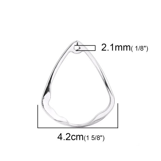 Image de Pendentifs en Alliage de Zinc Goutte d'Eau Argent Mat 42mm x 34mm, 10 Pcs
