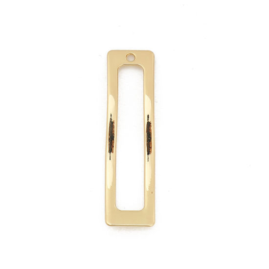 Picture of Zinc Based Alloy Pendants Curve Gold Plated Rectangle 44mm(1 6/8") x 12mm( 4/8"), 10 PCs