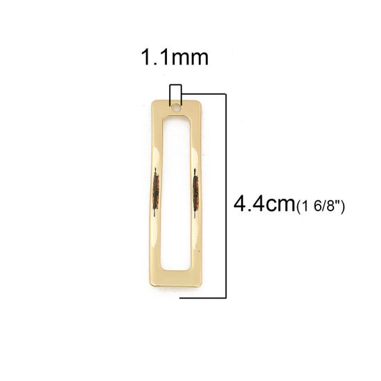 Picture of Zinc Based Alloy Pendants Curve Gold Plated Rectangle 44mm(1 6/8") x 12mm( 4/8"), 10 PCs