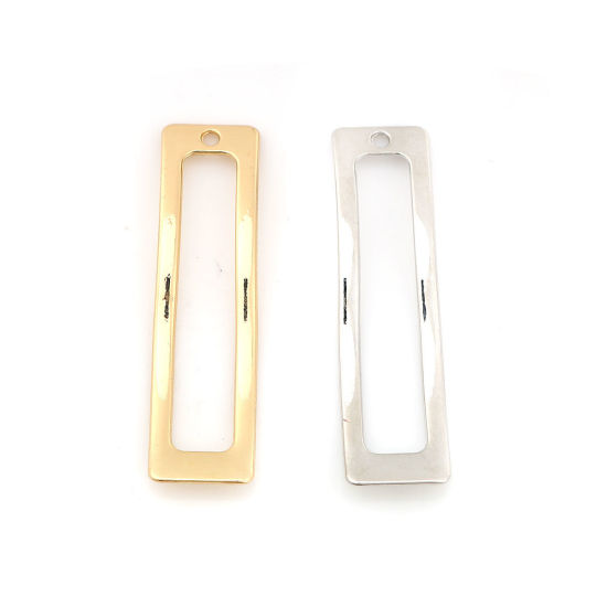 Picture of Zinc Based Alloy Pendants Curve Gold Plated Rectangle 44mm(1 6/8") x 12mm( 4/8"), 10 PCs