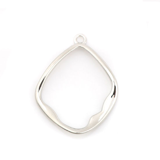 Picture of Zinc Based Alloy Charms Irregular Silver Tone 27mm(1 1/8") x 21mm( 7/8"), 10 PCs