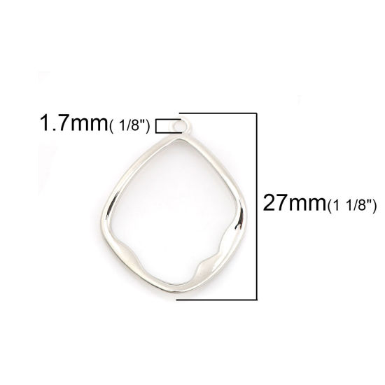 Picture of Zinc Based Alloy Charms Irregular Silver Tone 27mm(1 1/8") x 21mm( 7/8"), 10 PCs